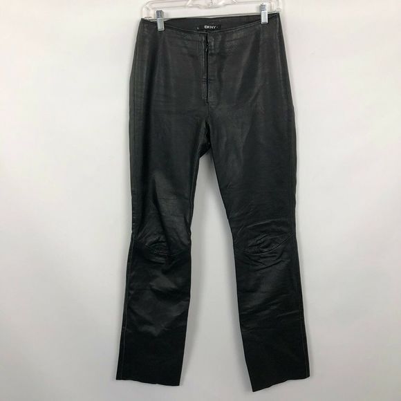 Dkny Pants - 2000s Y2K VTG DKNY 100% Leather Boot Cut Pants Black